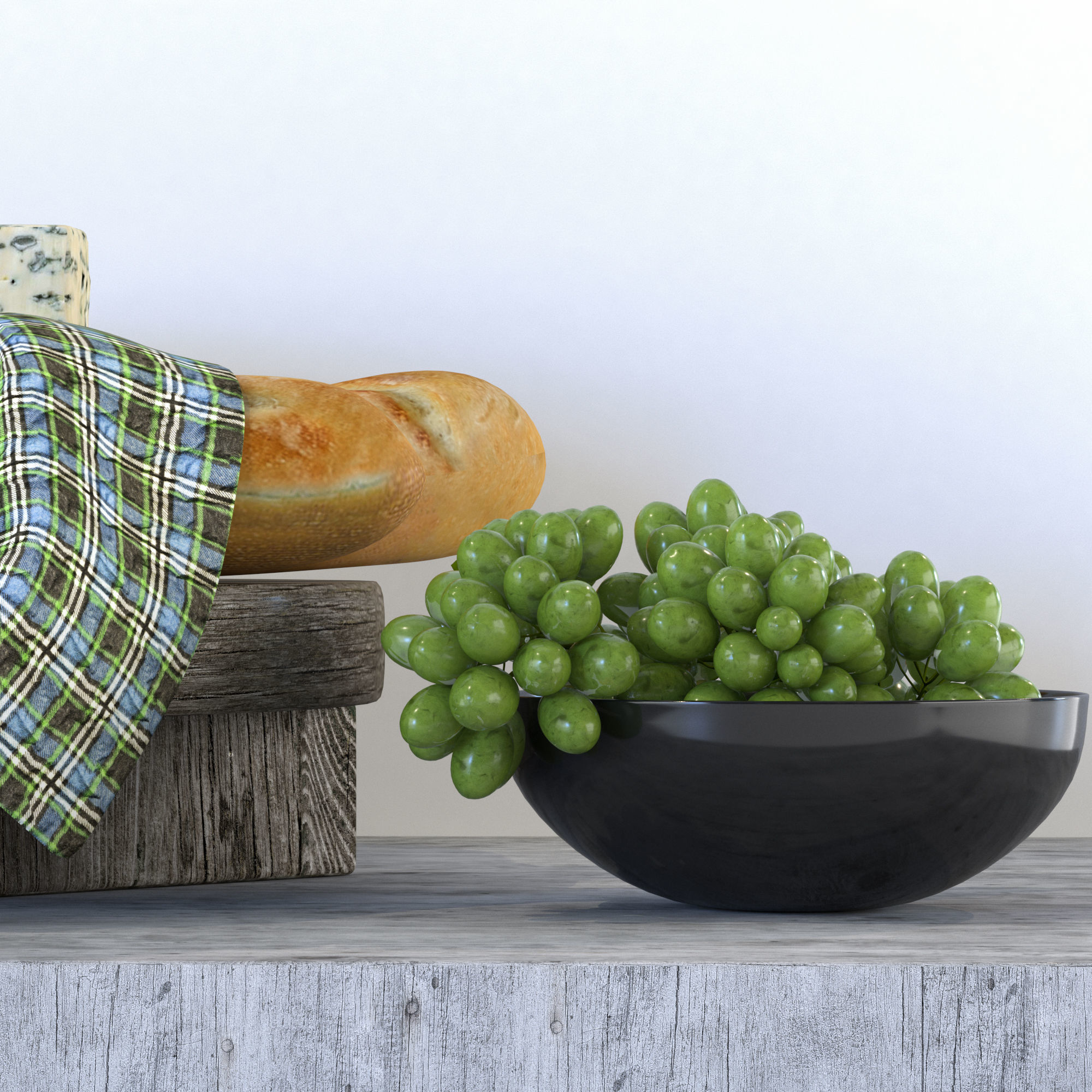 Cheese and Wine Decor Set 3D model_5