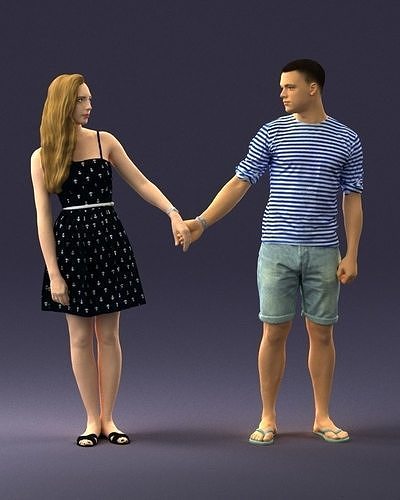 Young couple in shorts and dress 0136 3D Print Ready 3D print model