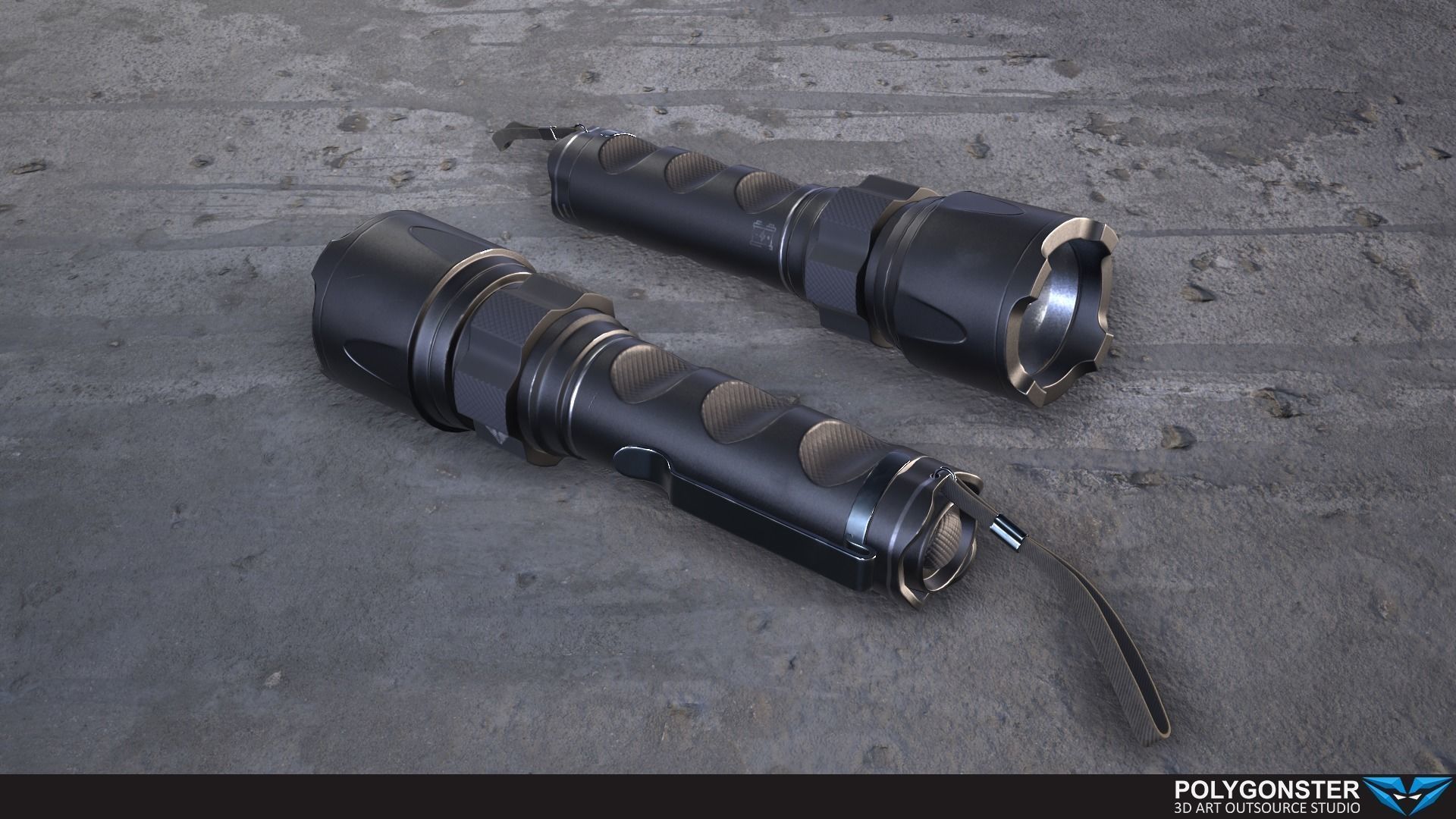 Tactical flashlight - PBR Game Ready Low-poly 3D model_8