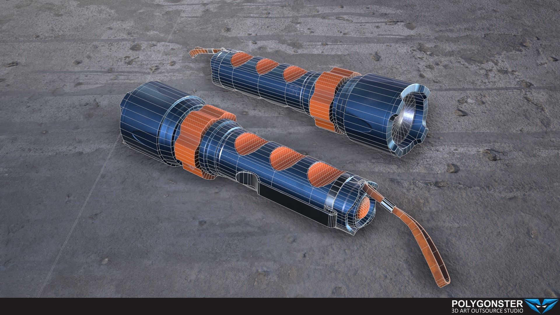 Tactical flashlight - PBR Game Ready Low-poly 3D model_11