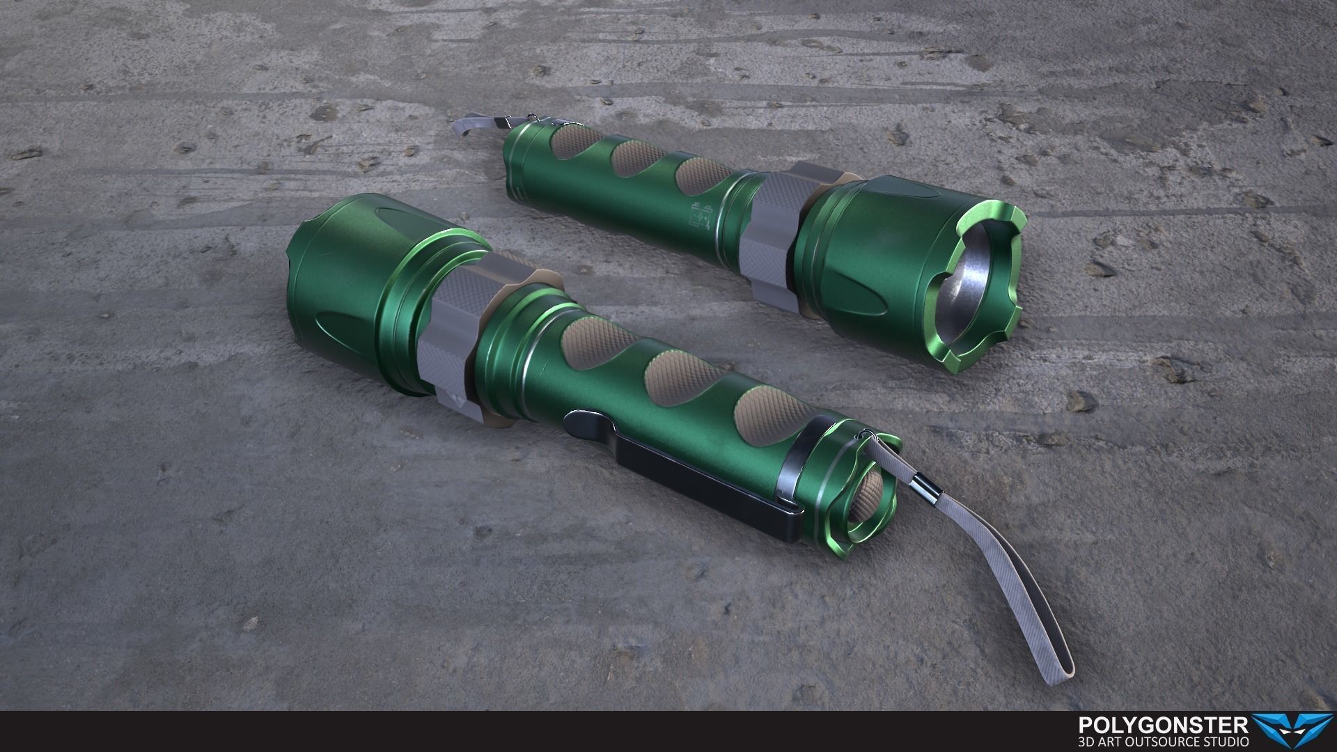 Tactical flashlight - PBR Game Ready Low-poly 3D model_12