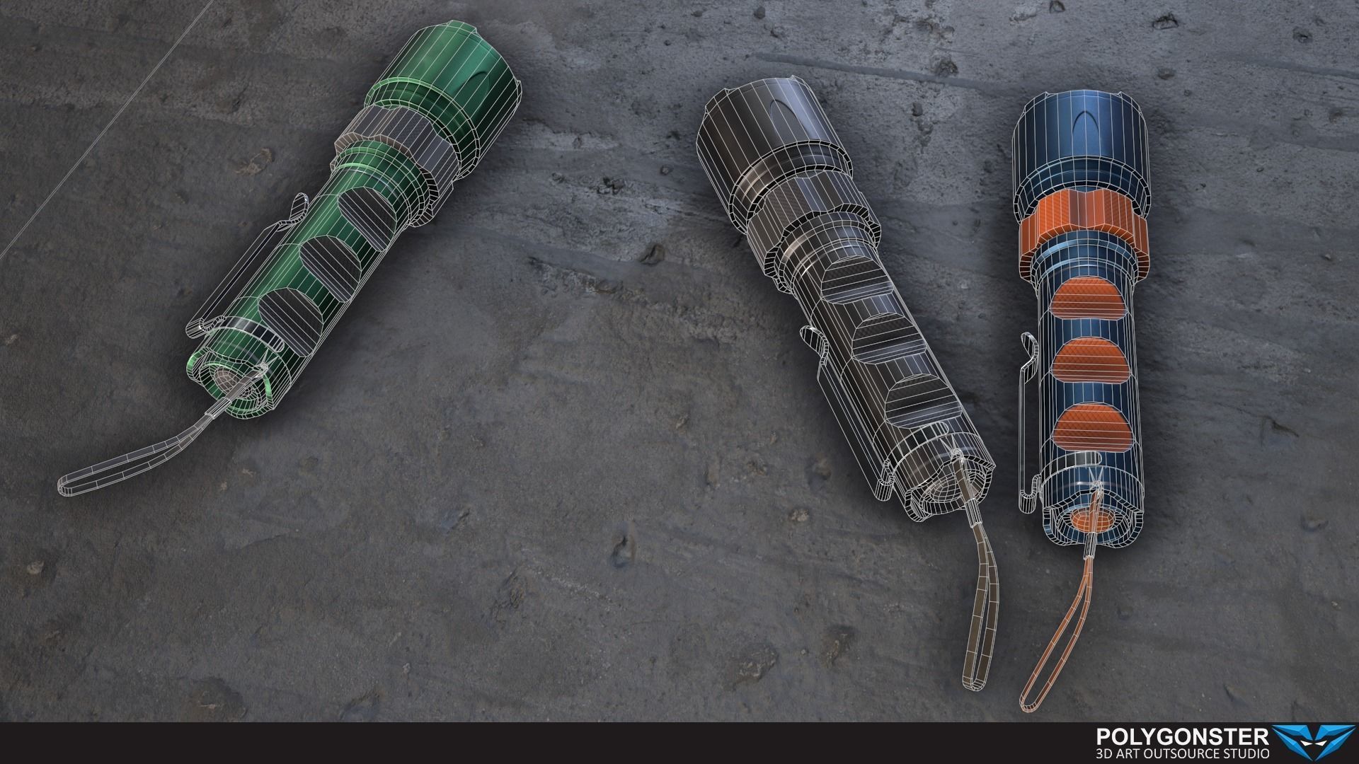 Tactical flashlight - PBR Game Ready Low-poly 3D model_3