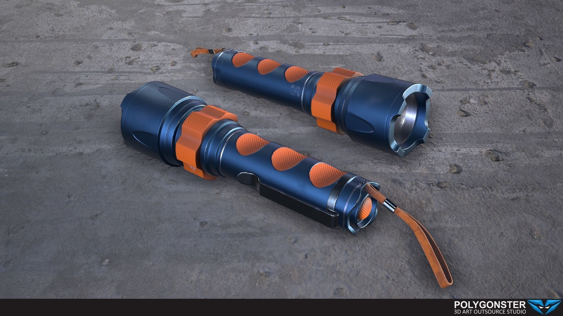 Tactical flashlight - PBR Game Ready Low-poly 3D model_10