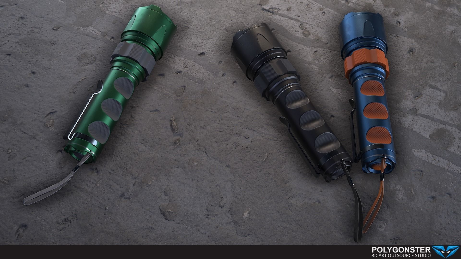 Tactical flashlight - PBR Game Ready Low-poly 3D model_2