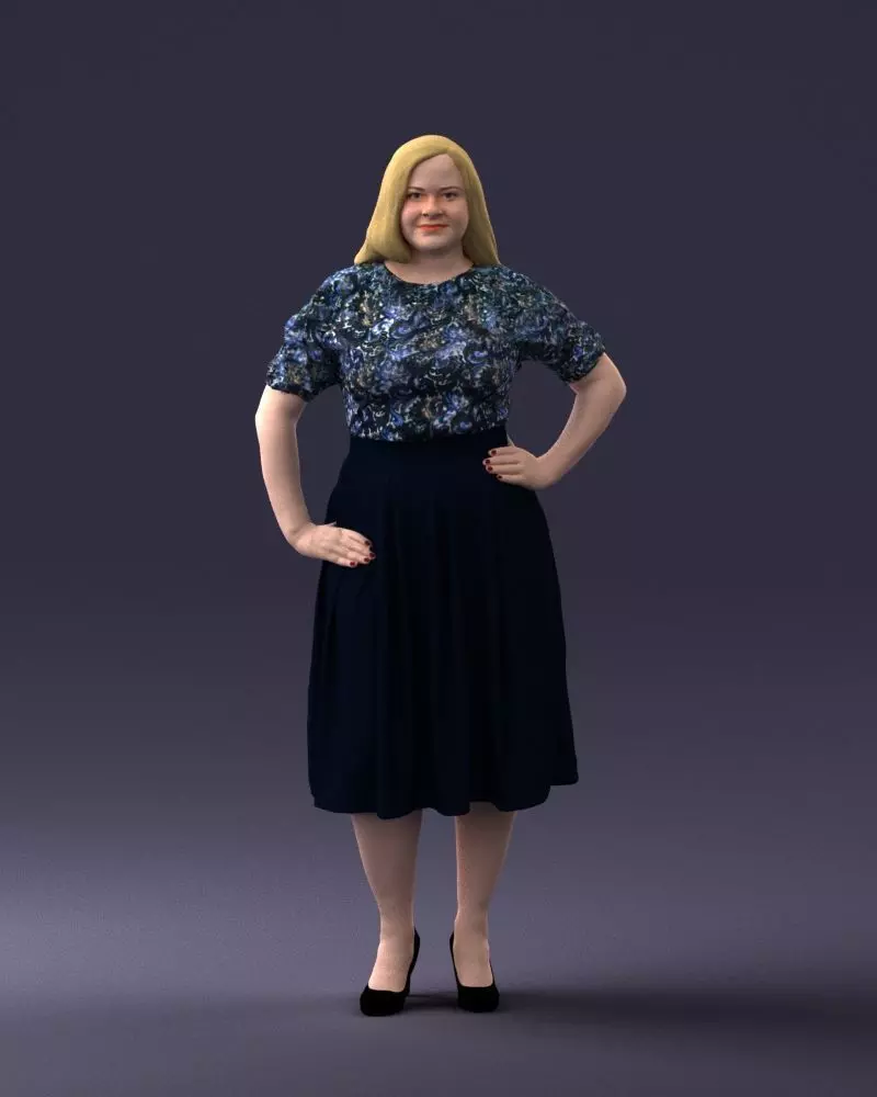 000085 Realistic Female Character in Elegant Dress 1013 3D model_0