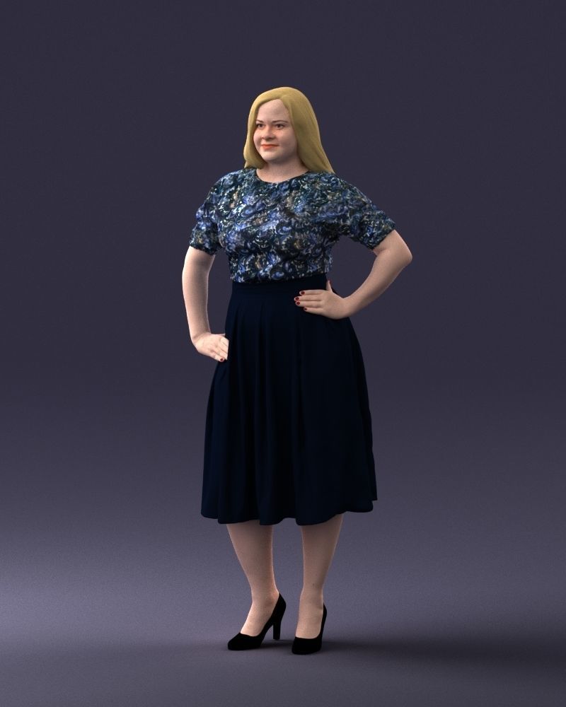 000085 Realistic Female Character in Elegant Dress 1013 3D model_15