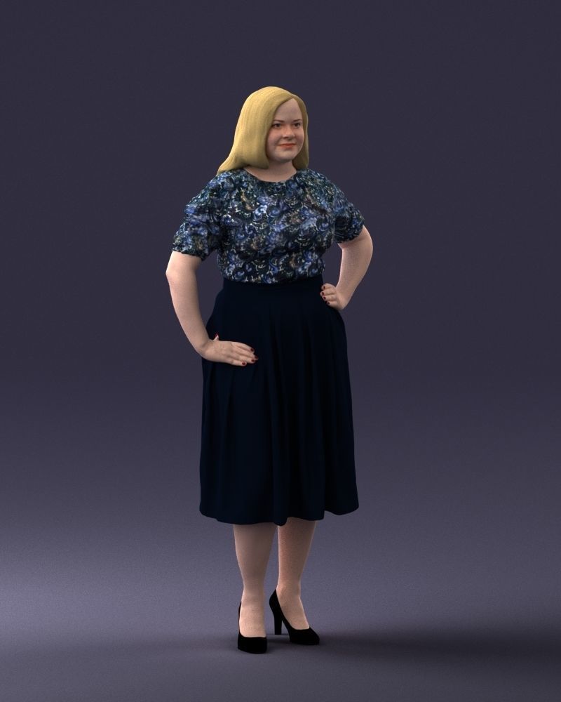 000085 Realistic Female Character in Elegant Dress 1013 3D model_3