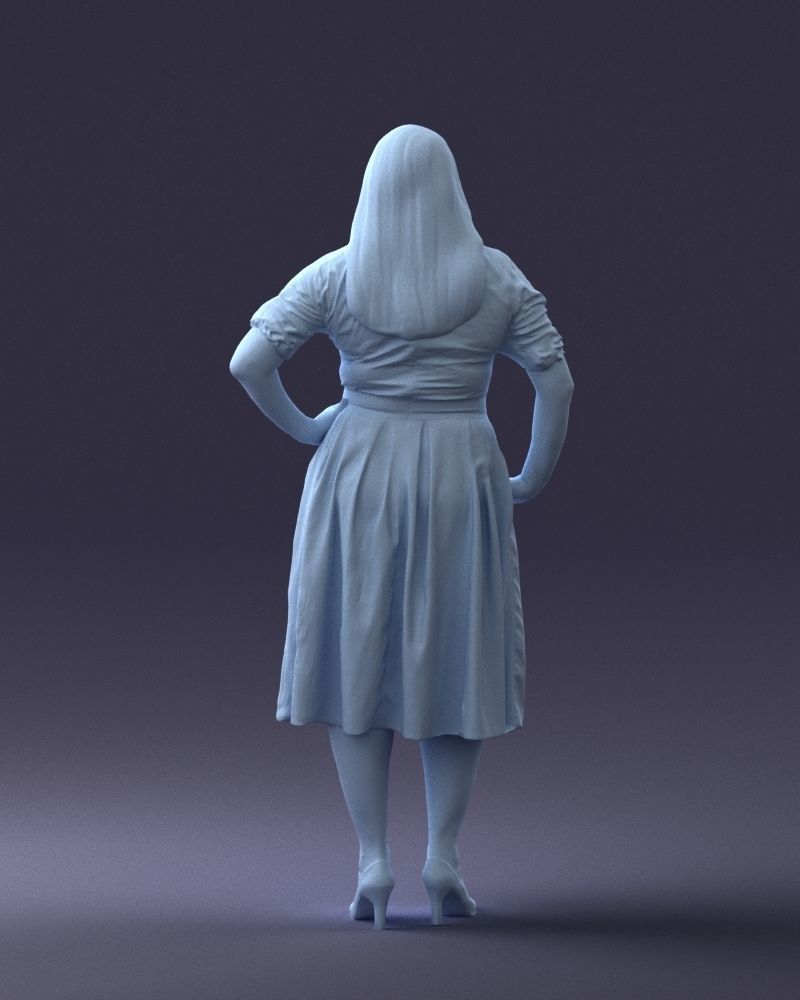 000085 Realistic Female Character in Elegant Dress 1013 3D model_10