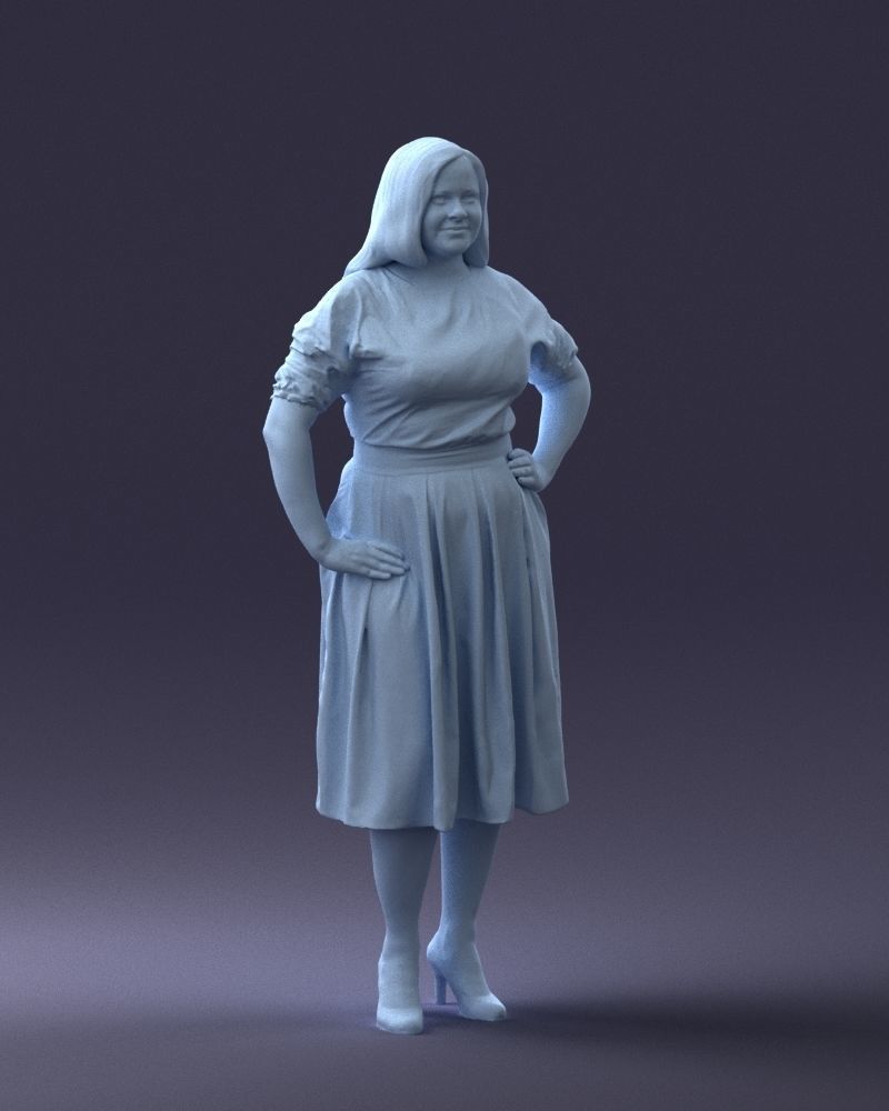 000085 Realistic Female Character in Elegant Dress 1013 3D model_4