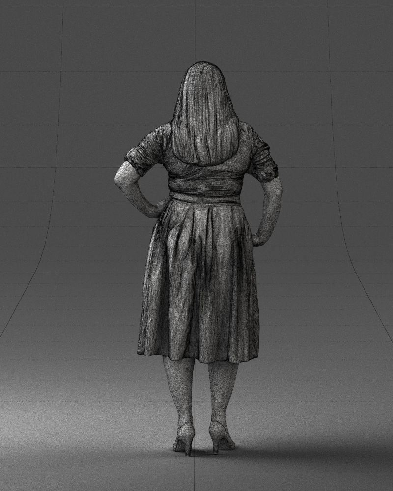 000085 Realistic Female Character in Elegant Dress 1013 3D model_11