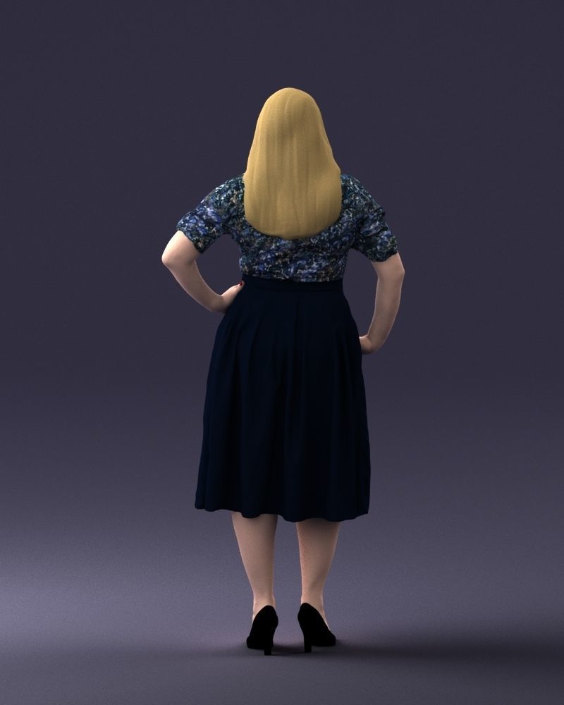 000085 Realistic Female Character in Elegant Dress 1013 3D model_9