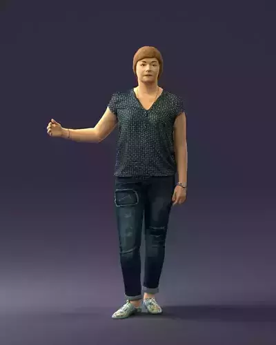 Woman in jeans with short hair 0367 3D Print Ready