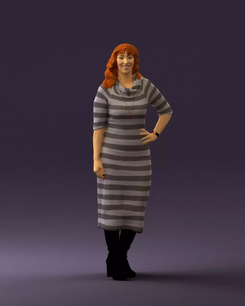 Woman in striped red hair 0576 3D Print Ready 3D print model