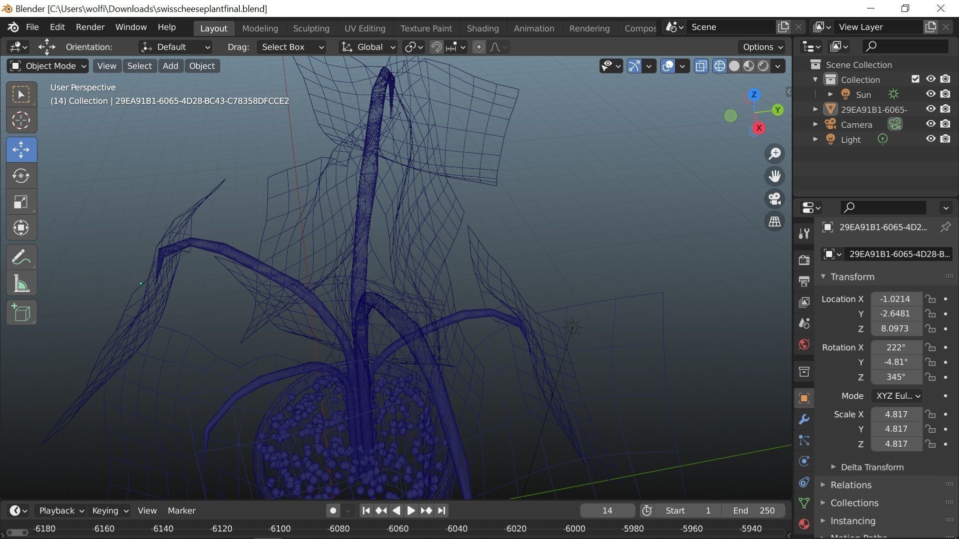 Swiss cheese plant 3D model_9