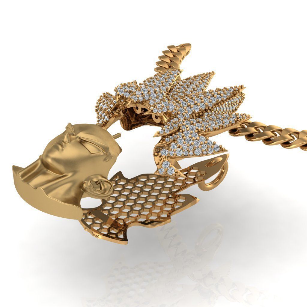 Goku Head pendant icedout 3D print model_3
