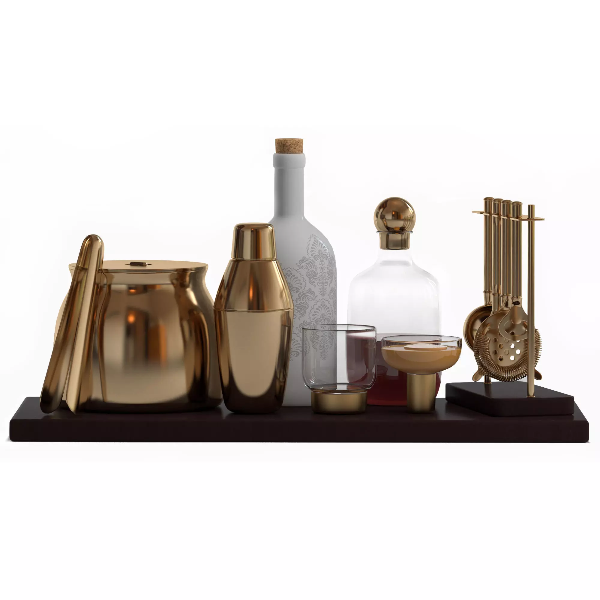 Bar and Cocktail Decor Set-gold 3D model