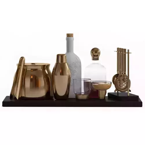 Bar and Cocktail Decor Set-gold 3D model