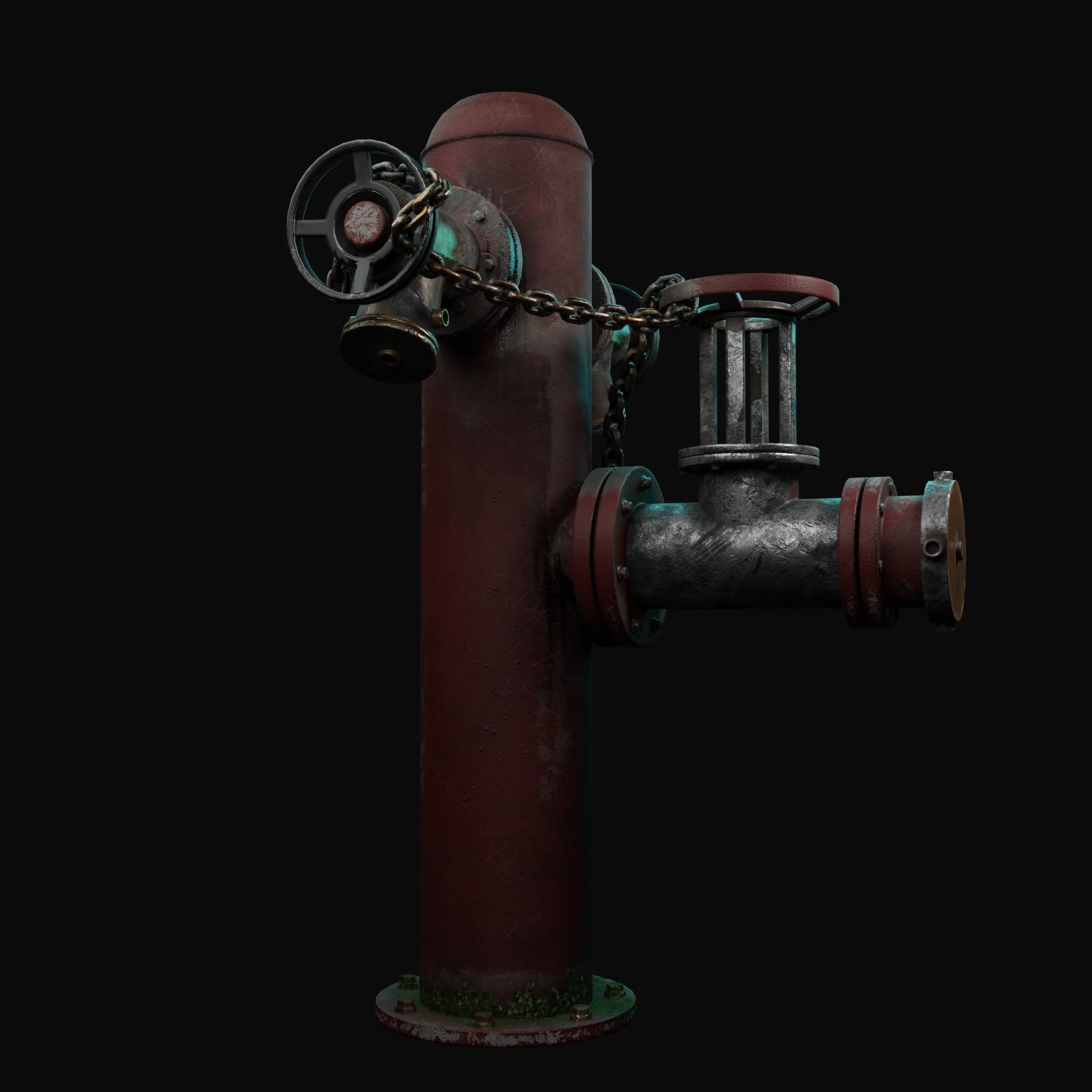Vintage Fire Hydrant Low-poly 3D model_11