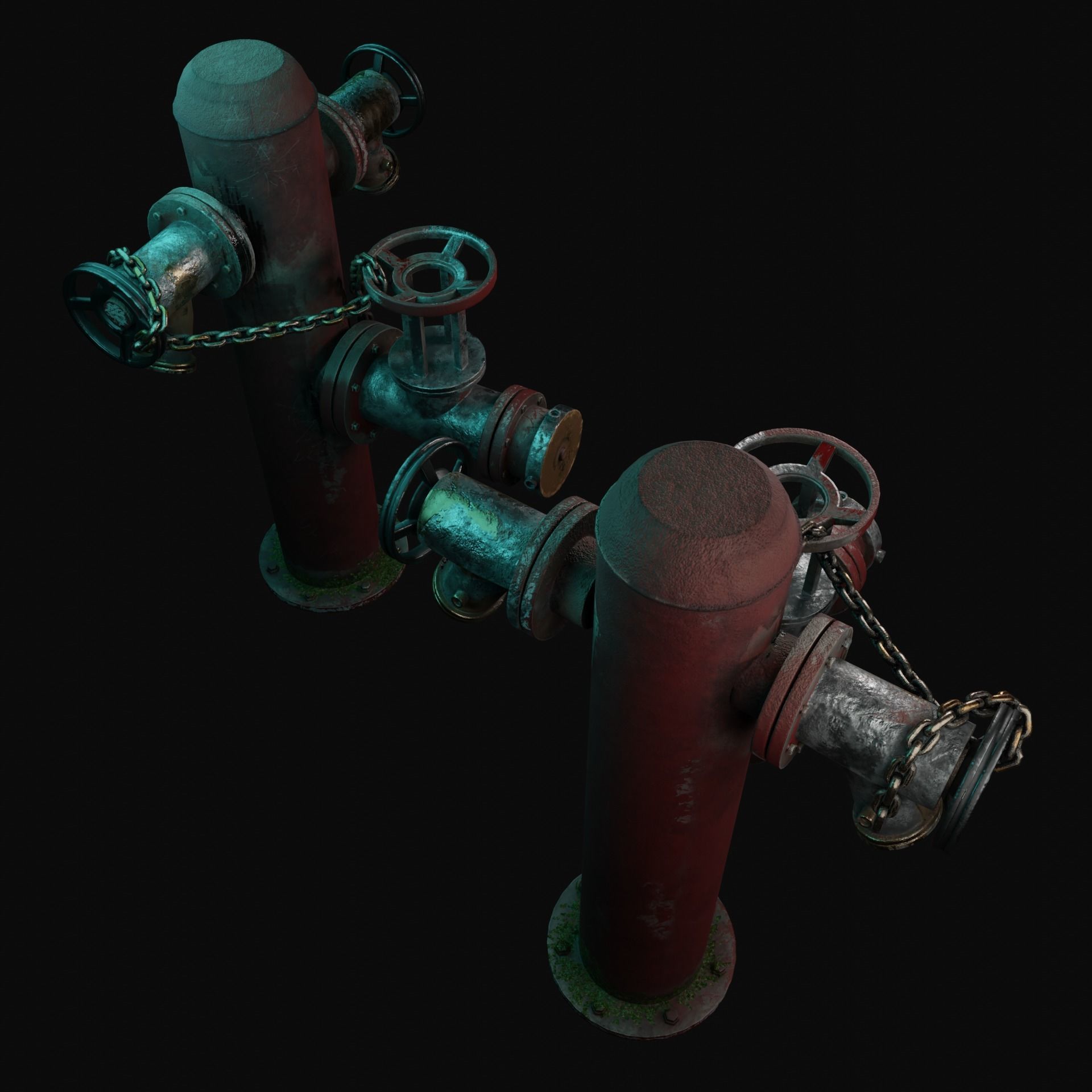 Vintage Fire Hydrant Low-poly 3D model_4