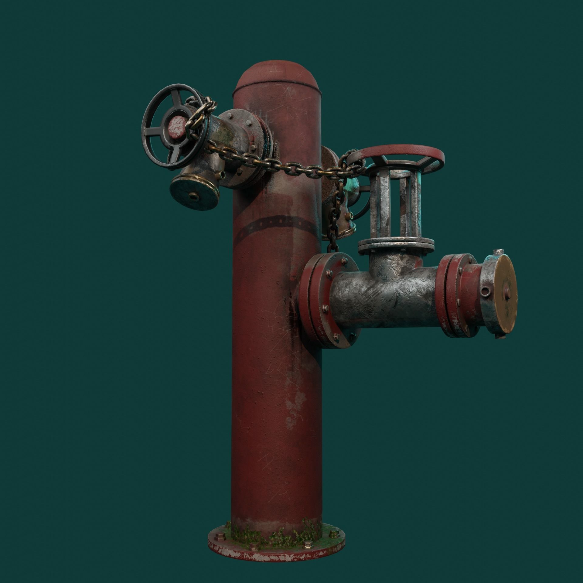 Vintage Fire Hydrant Low-poly 3D model_10