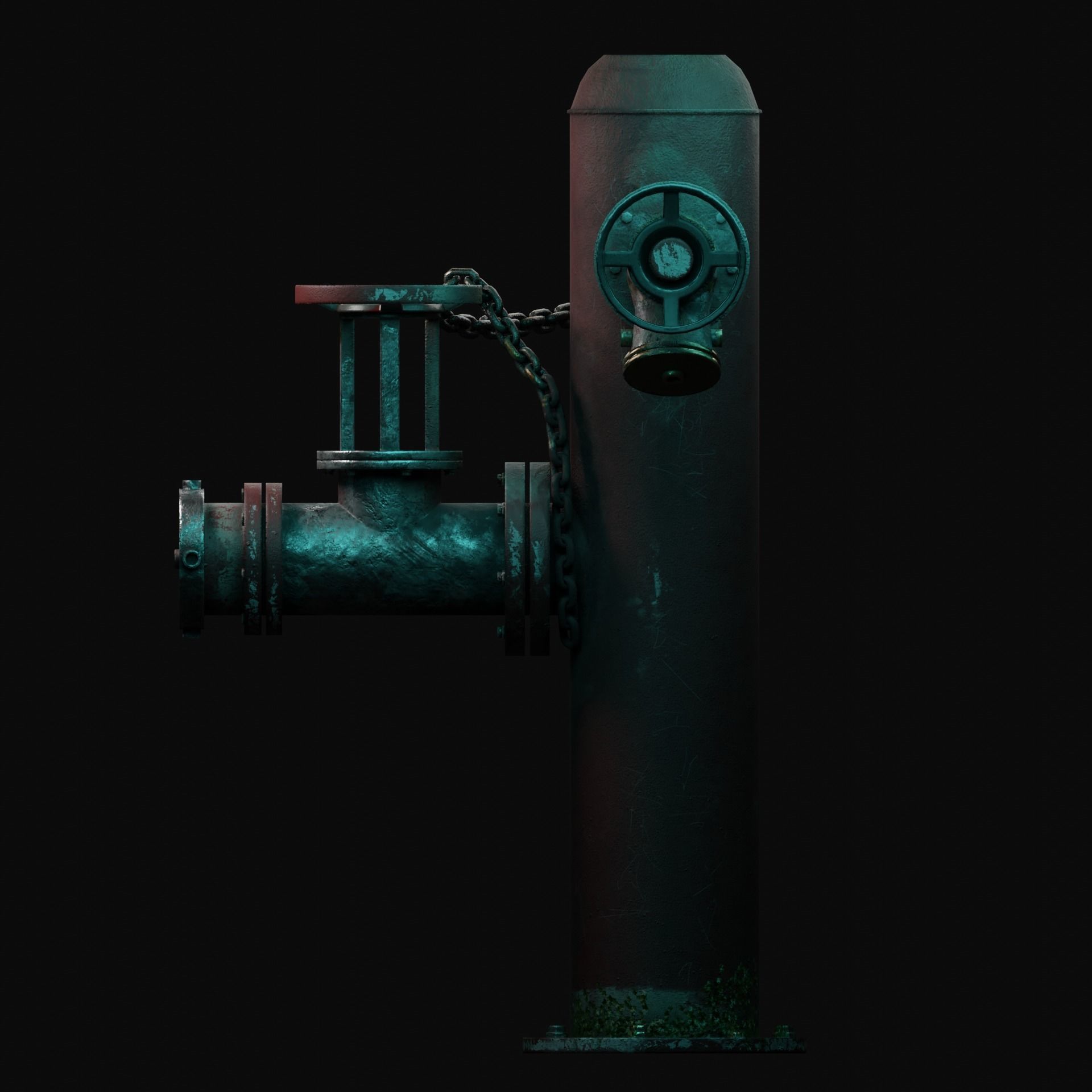 Vintage Fire Hydrant Low-poly 3D model_17