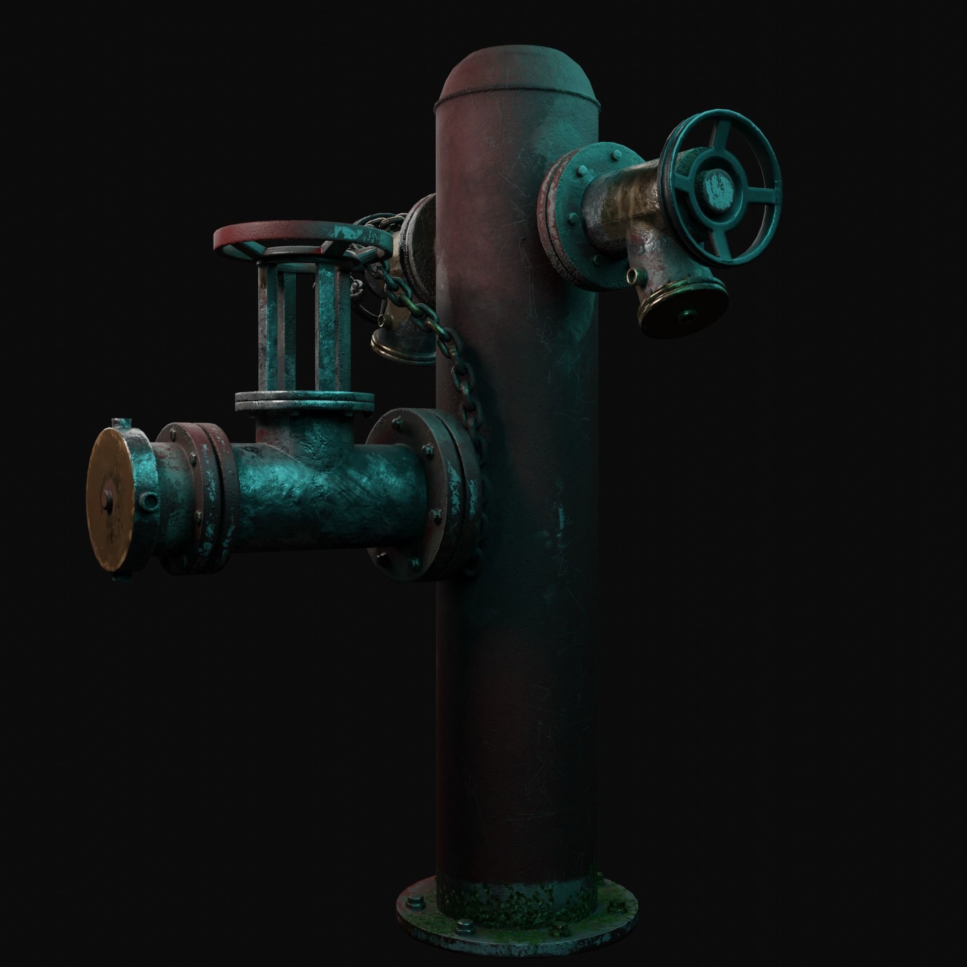 Vintage Fire Hydrant Low-poly 3D model_6