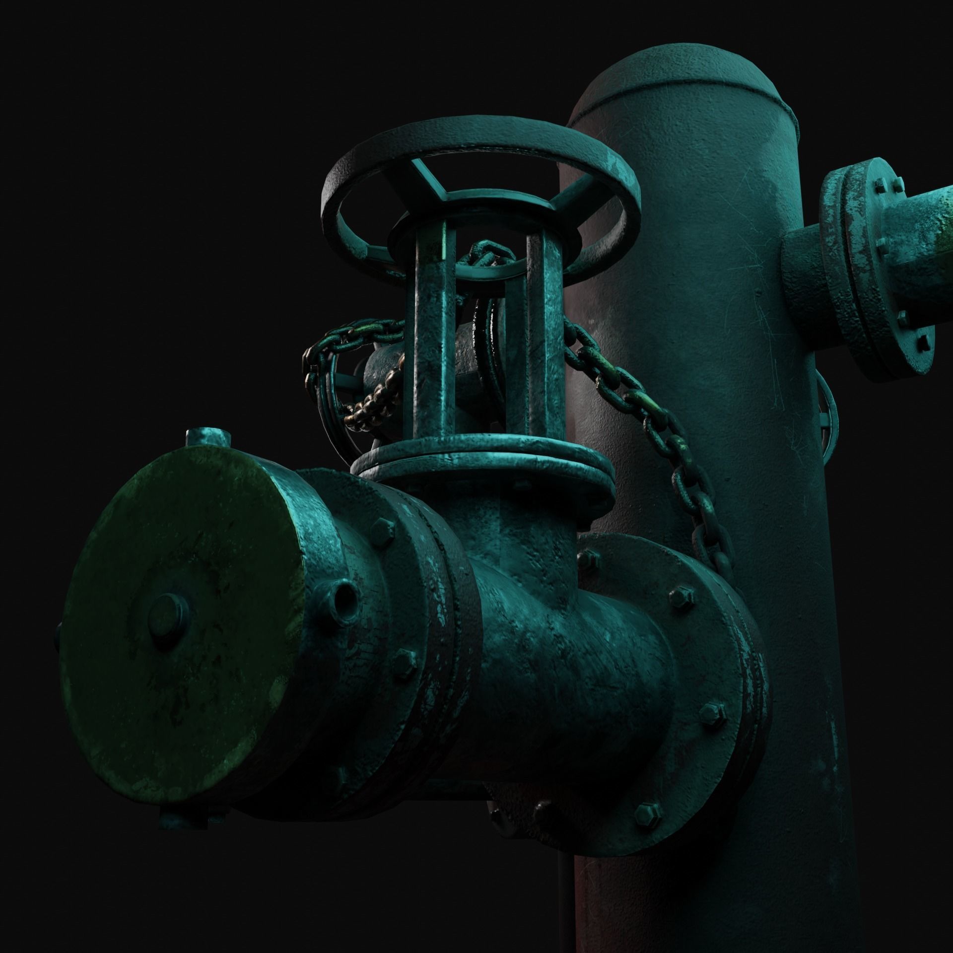 Vintage Fire Hydrant Low-poly 3D model_9