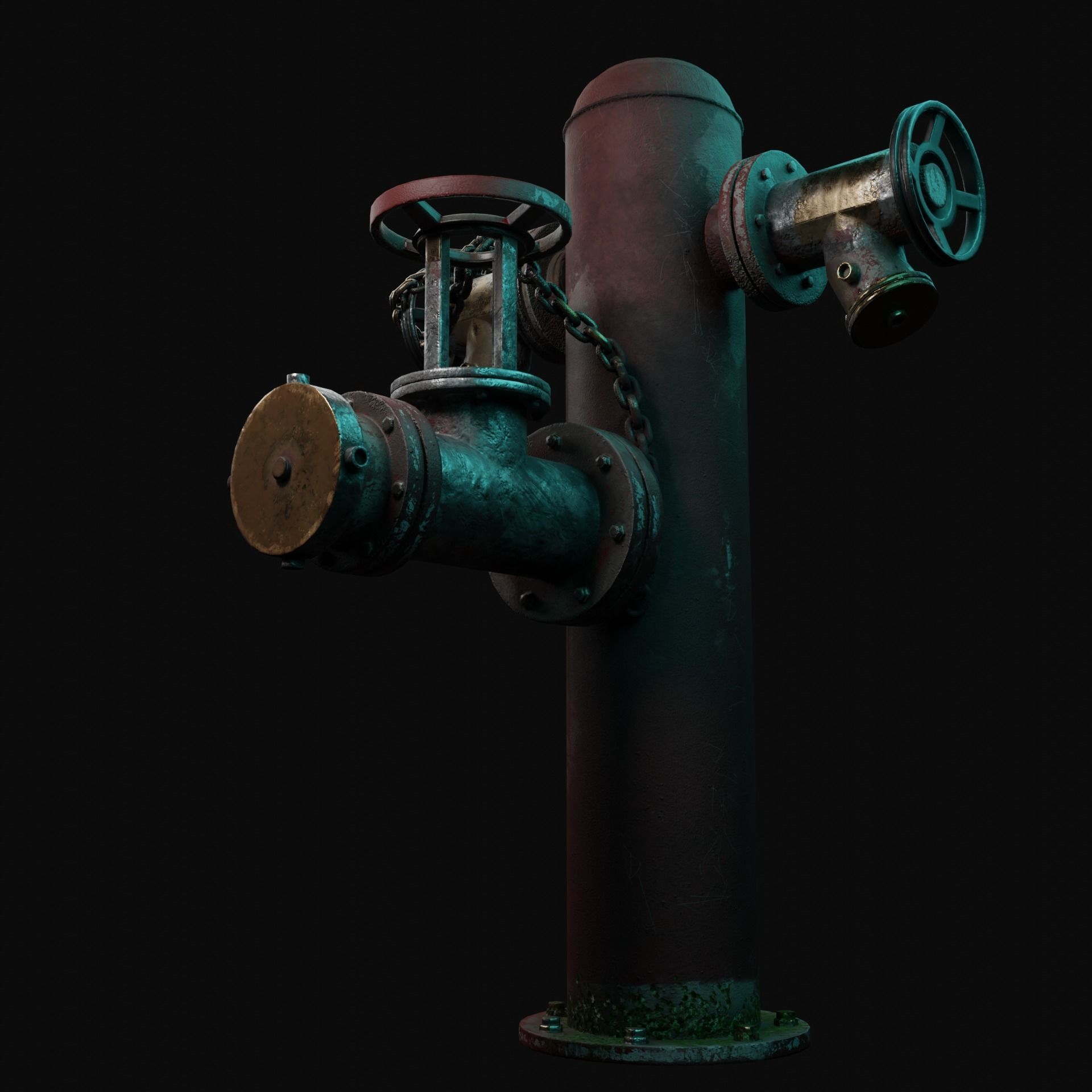 Vintage Fire Hydrant Low-poly 3D model_14