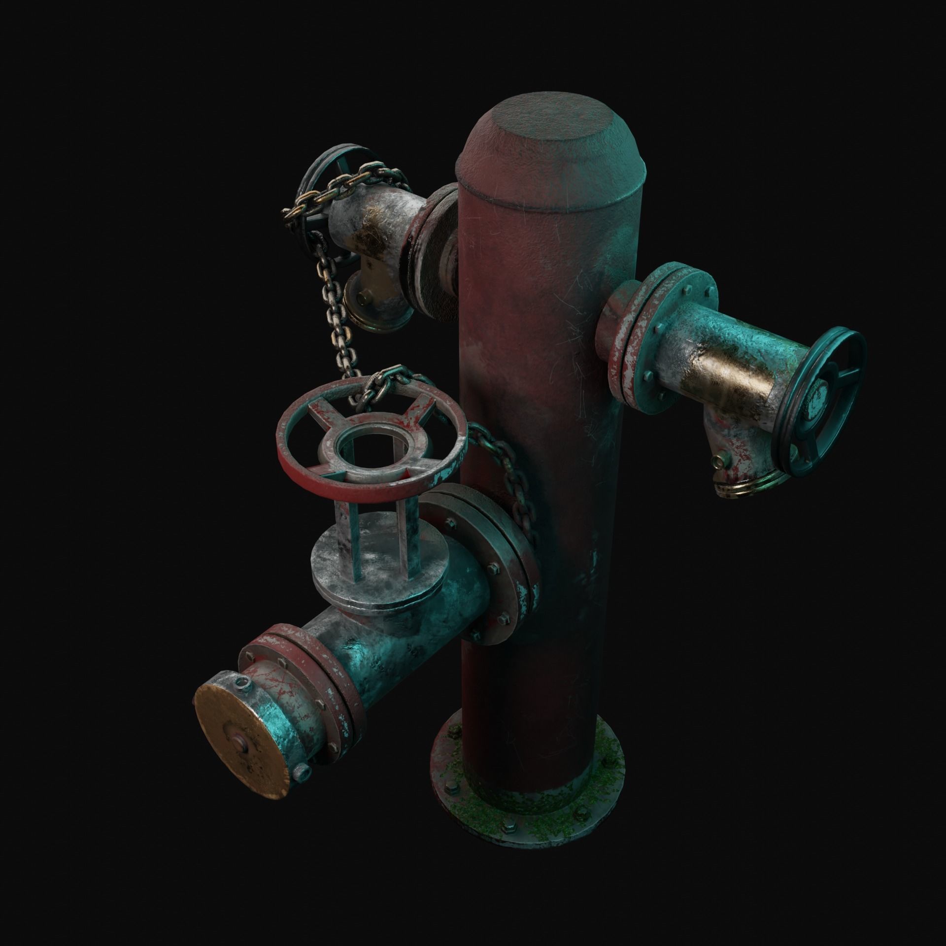 Vintage Fire Hydrant Low-poly 3D model_2