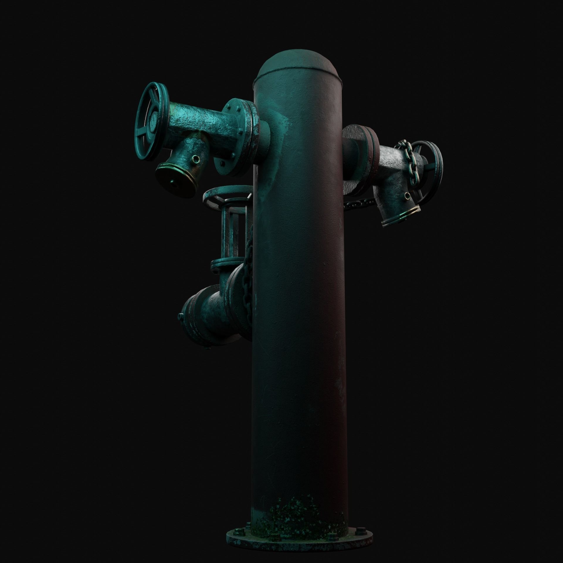 Vintage Fire Hydrant Low-poly 3D model_5
