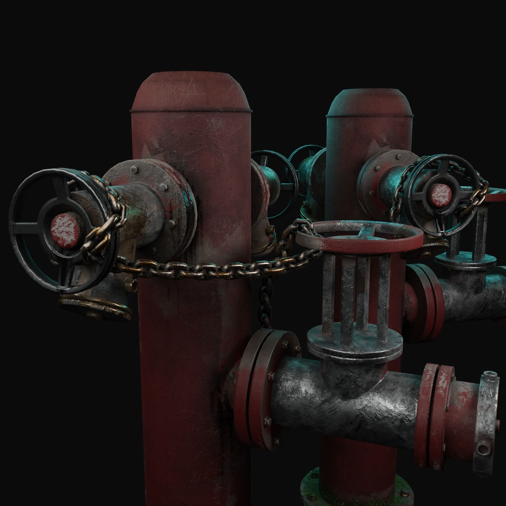 Vintage Fire Hydrant Low-poly 3D model_3