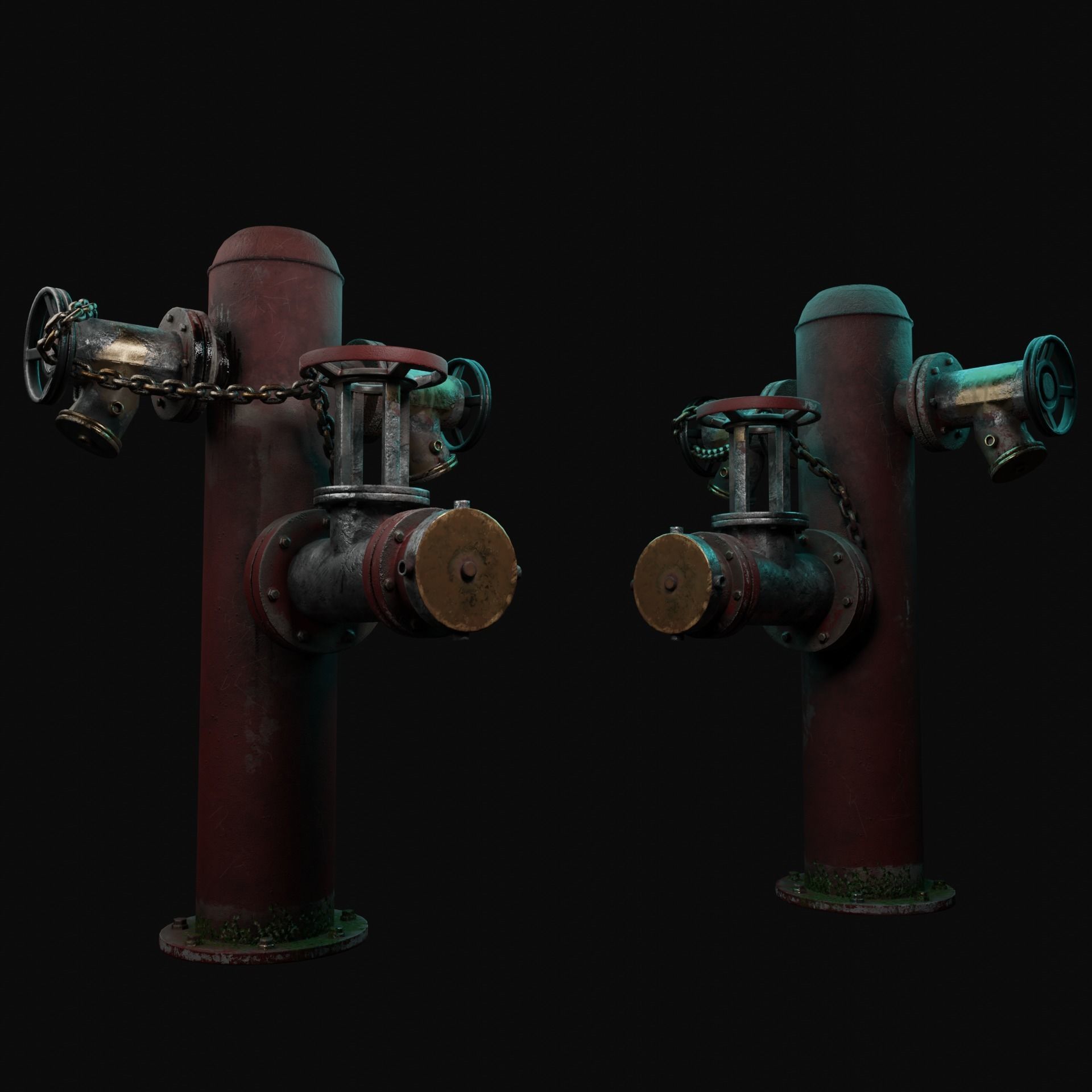 Vintage Fire Hydrant Low-poly 3D model_8