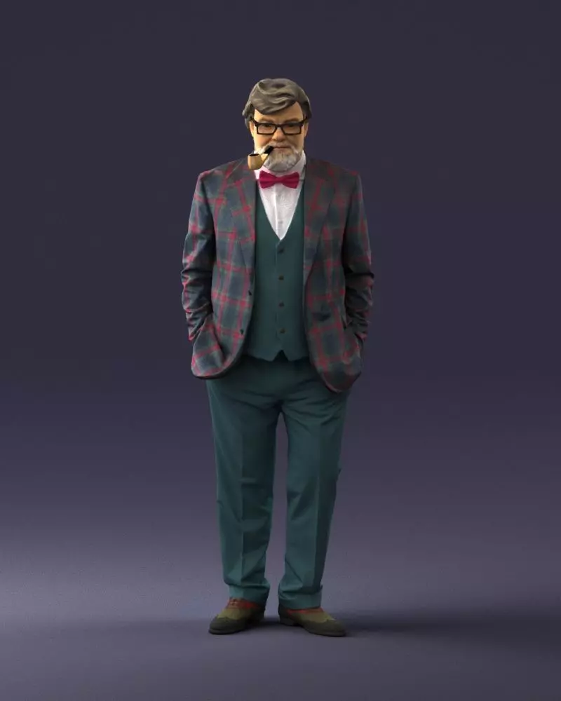 000508 Elegant Older Man with Pipe Stylish Gentlem STL Miniature 3D print model