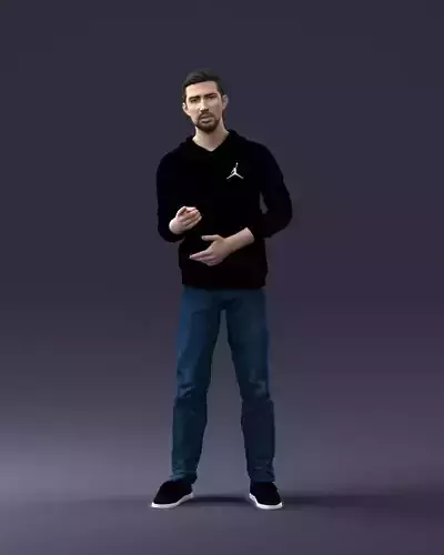 000206 Young Man Standing with a Natural Hand Gesture 1121 3dp