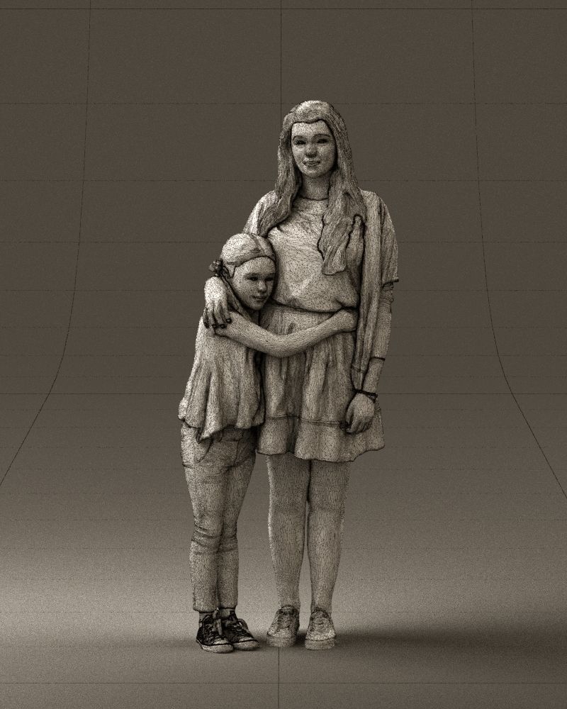 Mom with daughter 0600 3D Print Ready 3D print model_2