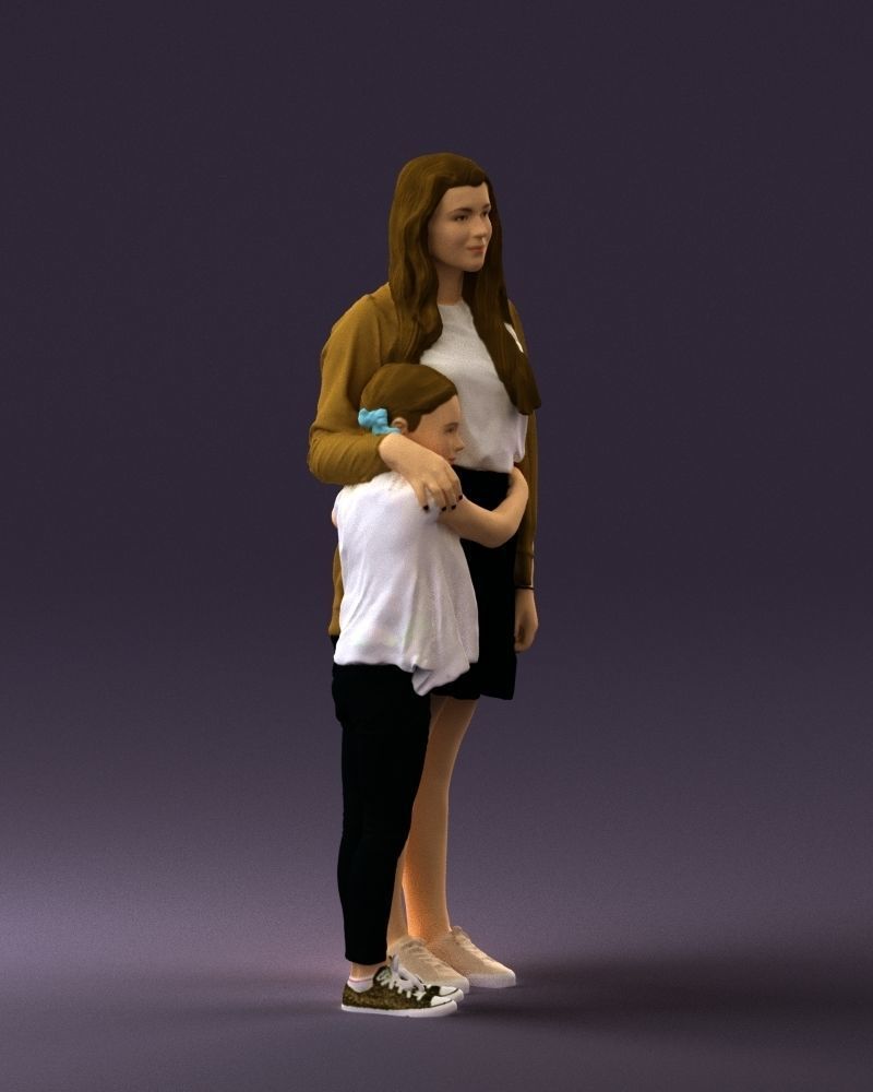 Mom with daughter 0600 3D Print Ready 3D print model_9