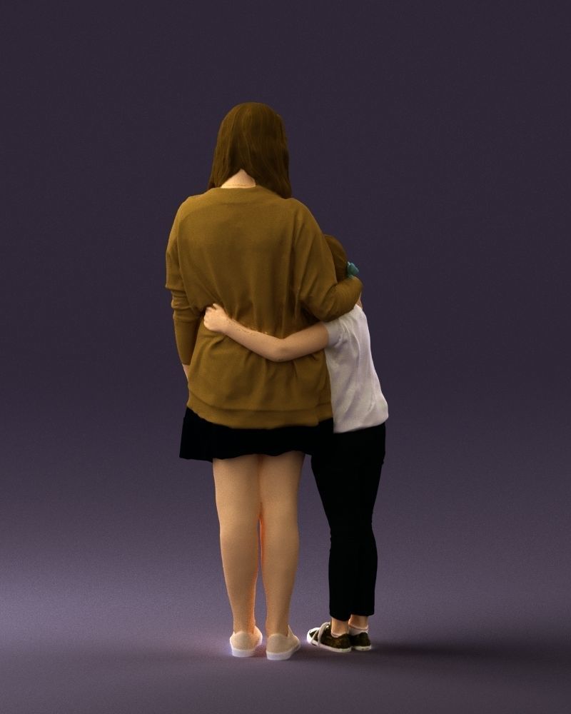 Mom with daughter 0600 3D Print Ready 3D print model_18