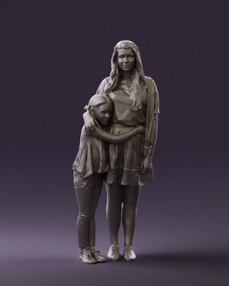 Mom with daughter 0600 3D Print Ready 3D print model_4