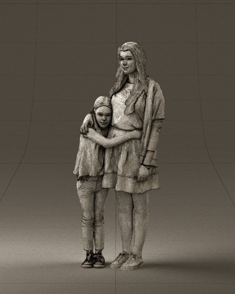 Mom with daughter 0600 3D Print Ready 3D print model_32