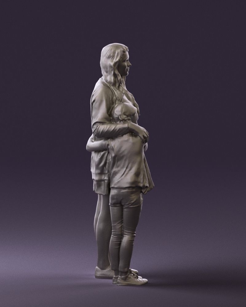Mom with daughter 0600 3D Print Ready 3D print model_13