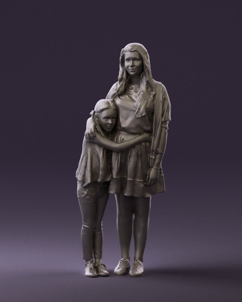 Mom with daughter 0600 3D Print Ready 3D print model_34