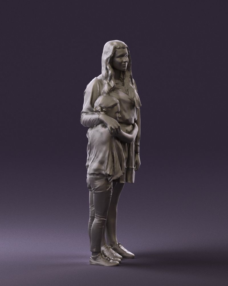 Mom with daughter 0600 3D Print Ready 3D print model_10