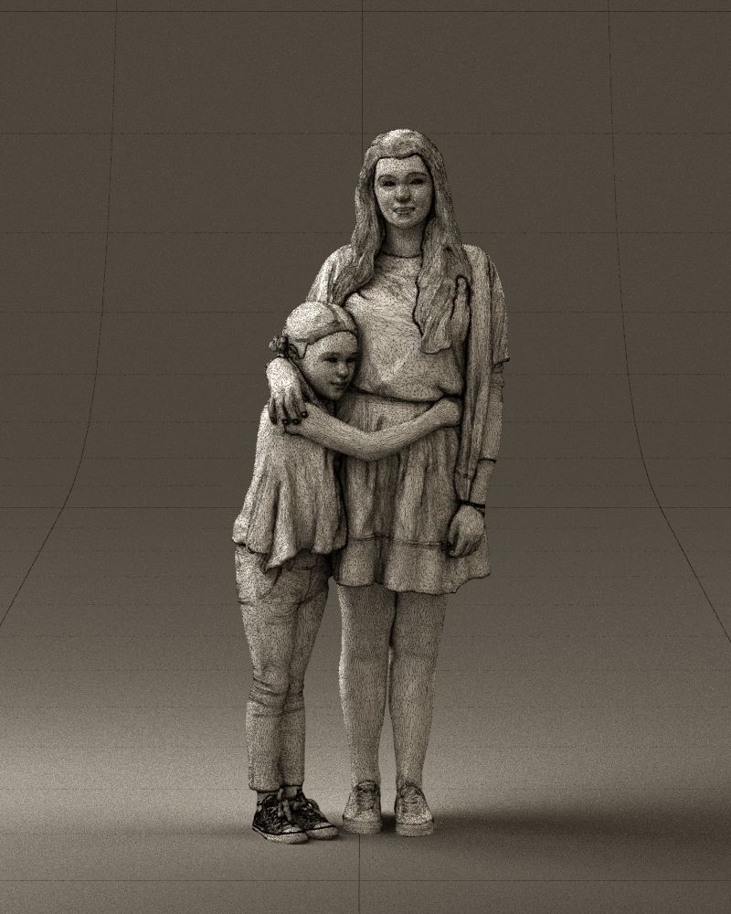 Mom with daughter 0600 3D Print Ready 3D print model_5