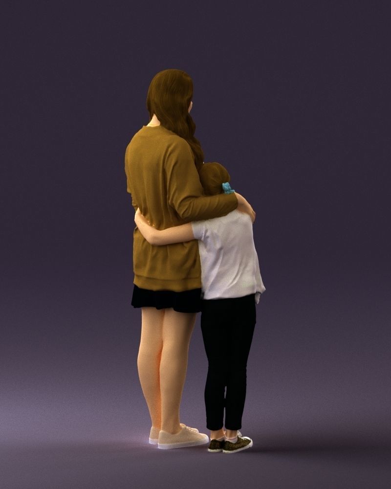 Mom with daughter 0600 3D Print Ready 3D print model_15