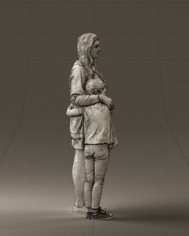 Mom with daughter 0600 3D Print Ready 3D print model_14