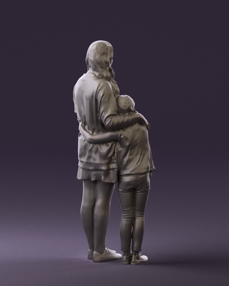 Mom with daughter 0600 3D Print Ready 3D print model_16