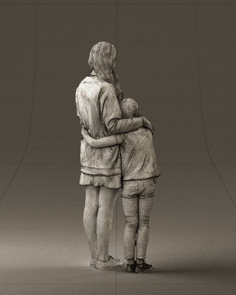 Mom with daughter 0600 3D Print Ready 3D print model_17