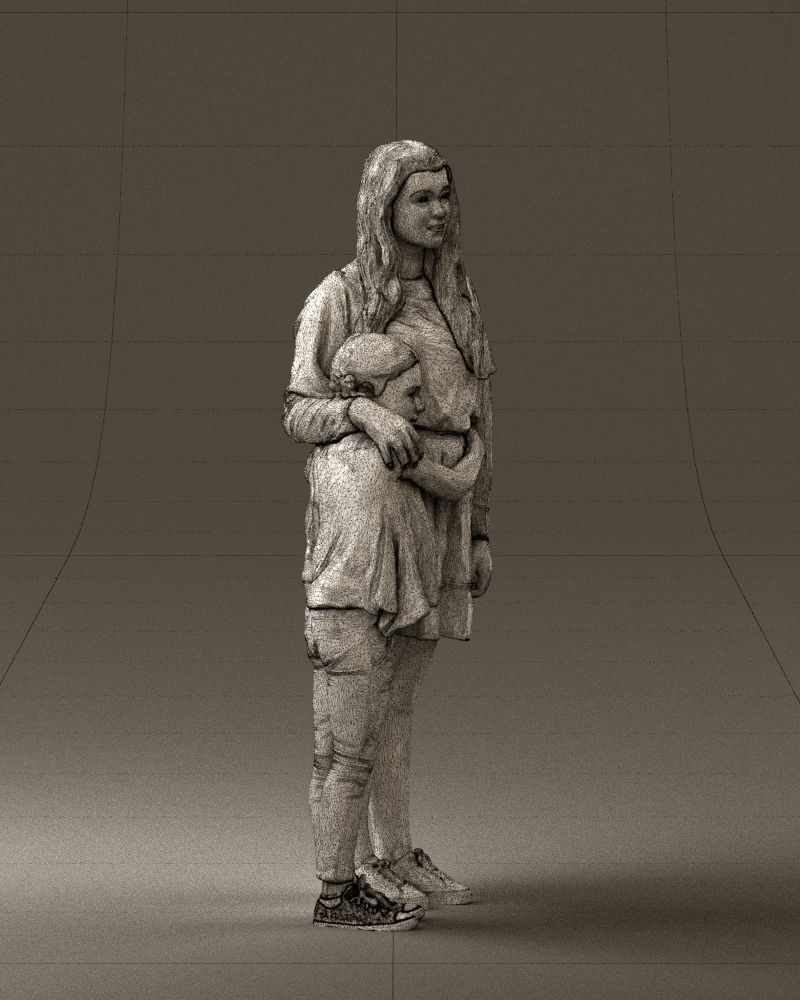 Mom with daughter 0600 3D Print Ready 3D print model_11