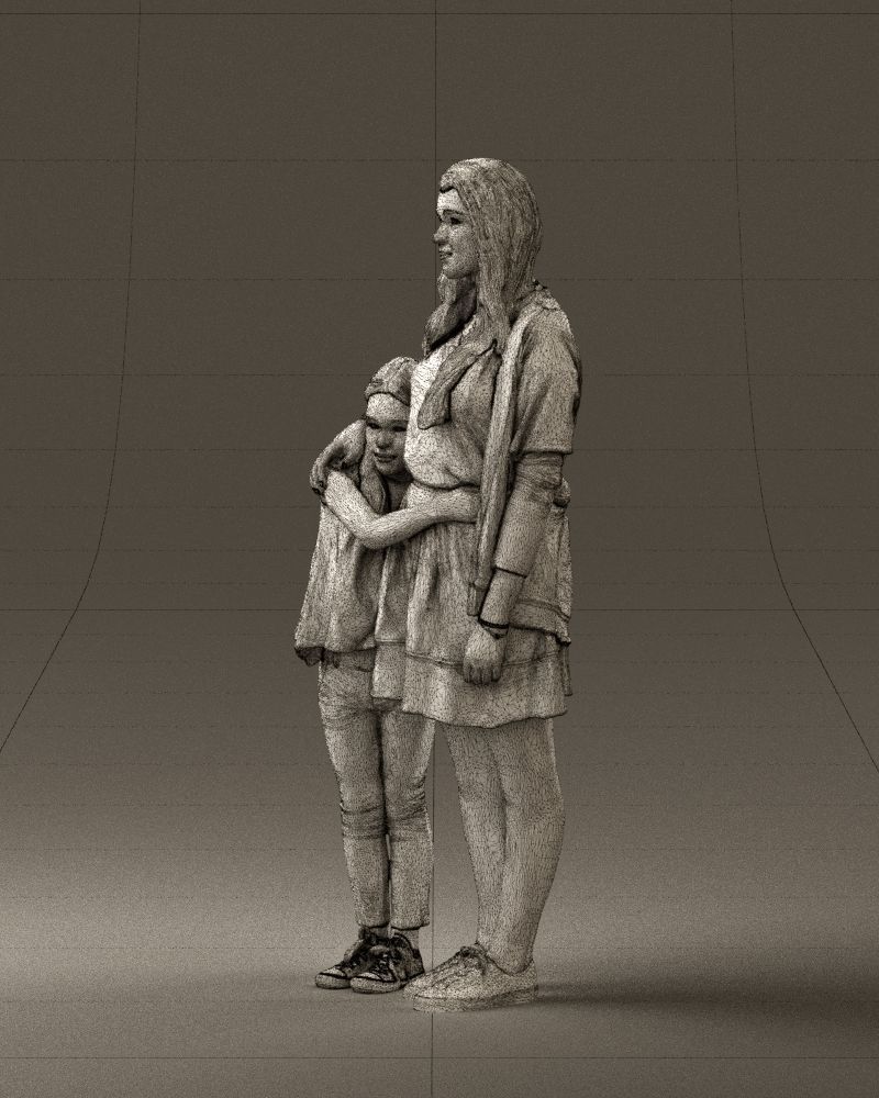 Mom with daughter 0600 3D Print Ready 3D print model_29