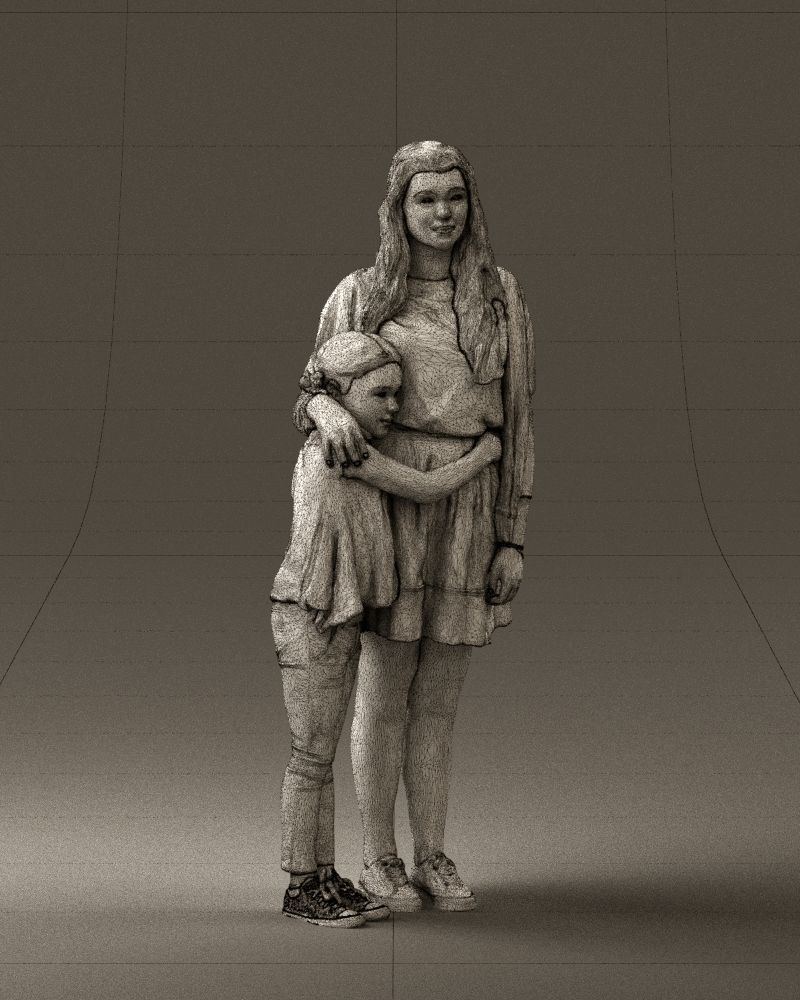 Mom with daughter 0600 3D Print Ready 3D print model_8
